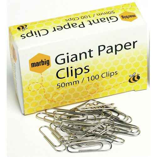 Marbig Giant Paper Clips 50mm / 100 clips