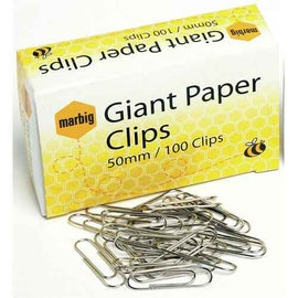Marbig Giant Paper Clips 50mm / 100 clips