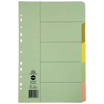 Marbig 5 Tab Manilla Dividers Foolscap (Pastel)