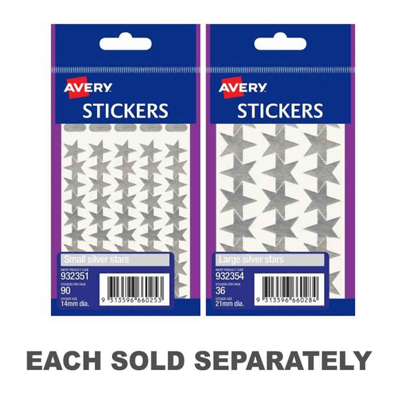 Étiquettes Étoiles Argentées Avery F/P (Paquet de 10)