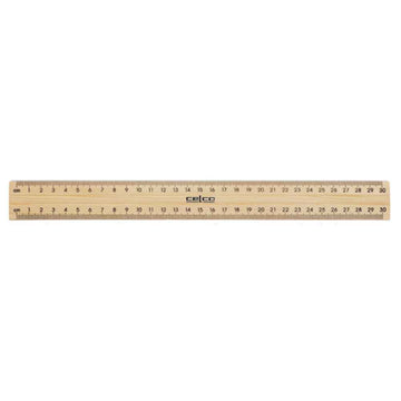 Celco Wooden Ruler with Metal Edge 30cm