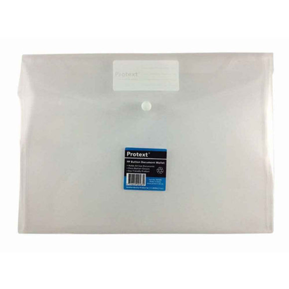 Protext A4 Document Wallet with Button Closure (Clear)