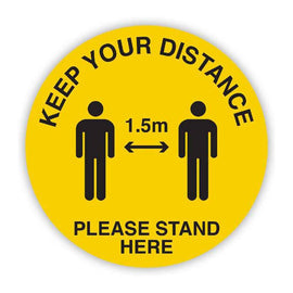 Durus Circle Adh Social Distancing 1.5m Apart Sign (Blk/Ylw)