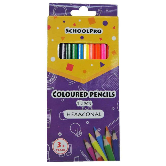 Schoolpro Hexagon Colour Pencil (Pack of 12)