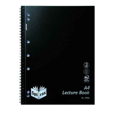 Spirax A4 140pg Lecture Book 10pk (Black)