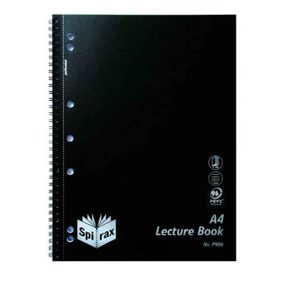 Spirax A4 140pg Lecture Book 10pk (Black)