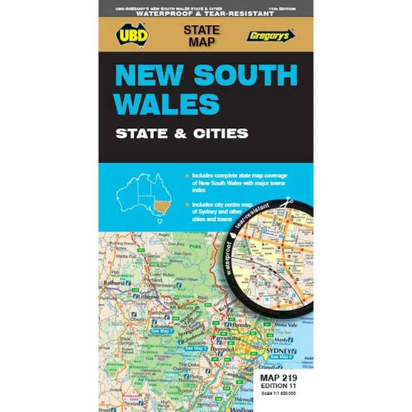 New South Wales State and Cities Waterproof Map 219 11th Ed
