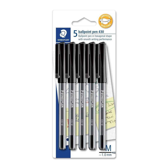 Stylo à Bille Staedtler Stick 5 pièces (Noir)
