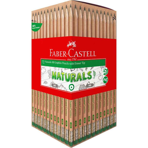 Faber-Castell Natural HB Graphite Pencil with Eraser 72pk