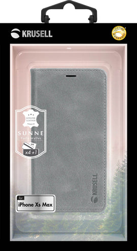 Portefeuille 4 cartes krusell sunne pour iphone xs max gris vintage