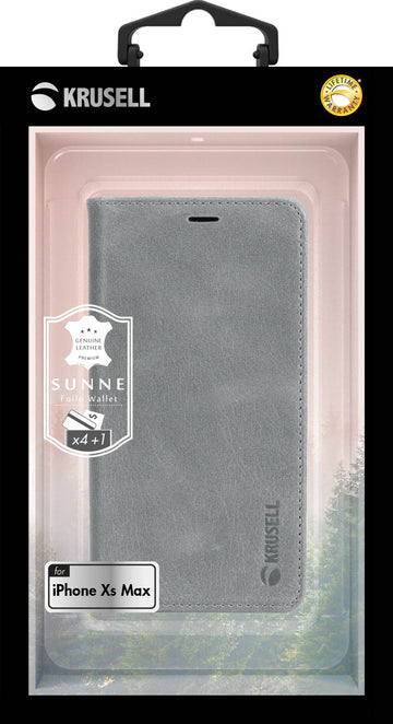 Portefeuille 4 cartes krusell sunne pour iphone xs max gris vintage