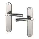 2 poignées de porte sur plaque CASUAL, Sans trou pour pièce à vivre, Finition aluminium nickel mat, Entraxe standard 195 mm