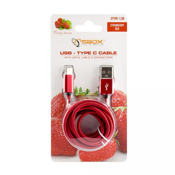 Sbox USB->Type-C M/M 1,5 m CTYPE-1.5R Rouge fraise