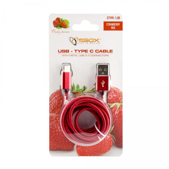 Sbox USB->Type-C M/M 1,5 m CTYPE-1.5R Rouge fraise