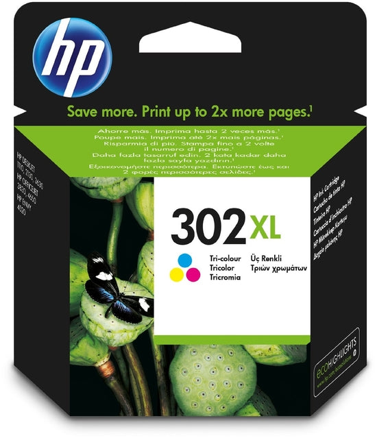 Cartouche d'encre d'origine hp 302xl f6u67ae uus tricolore
