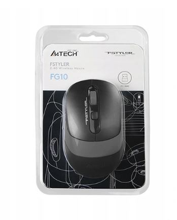 Souris a4tech gaming sans fil 24 ghz optique 2000 dpi défilement 4/1 boutons bouton de sélection de vitesse noir/gris  fg10 grey  timbre vert 018 lei