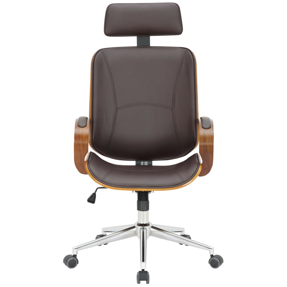 Dayton Office Chair, Brown Leather &amp; Walnut - 0