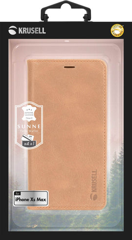 Portefeuille 4 cartes Krusell Sunne pour iPhone XS Max, vintage nude