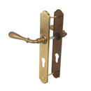 2 poignées de porte sur plaque DURANCE, Trou de cylindre - entrée - bureau - service, Finition laiton patiné, Entraxe standard 195 mm-4