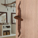 2 poignées de porte sur plaque CELTIQUE, Verrou de condamnation pour salle de bain/WC, Finition acier aspect fer forgé rouille, Entraxe standard 195 mm-2