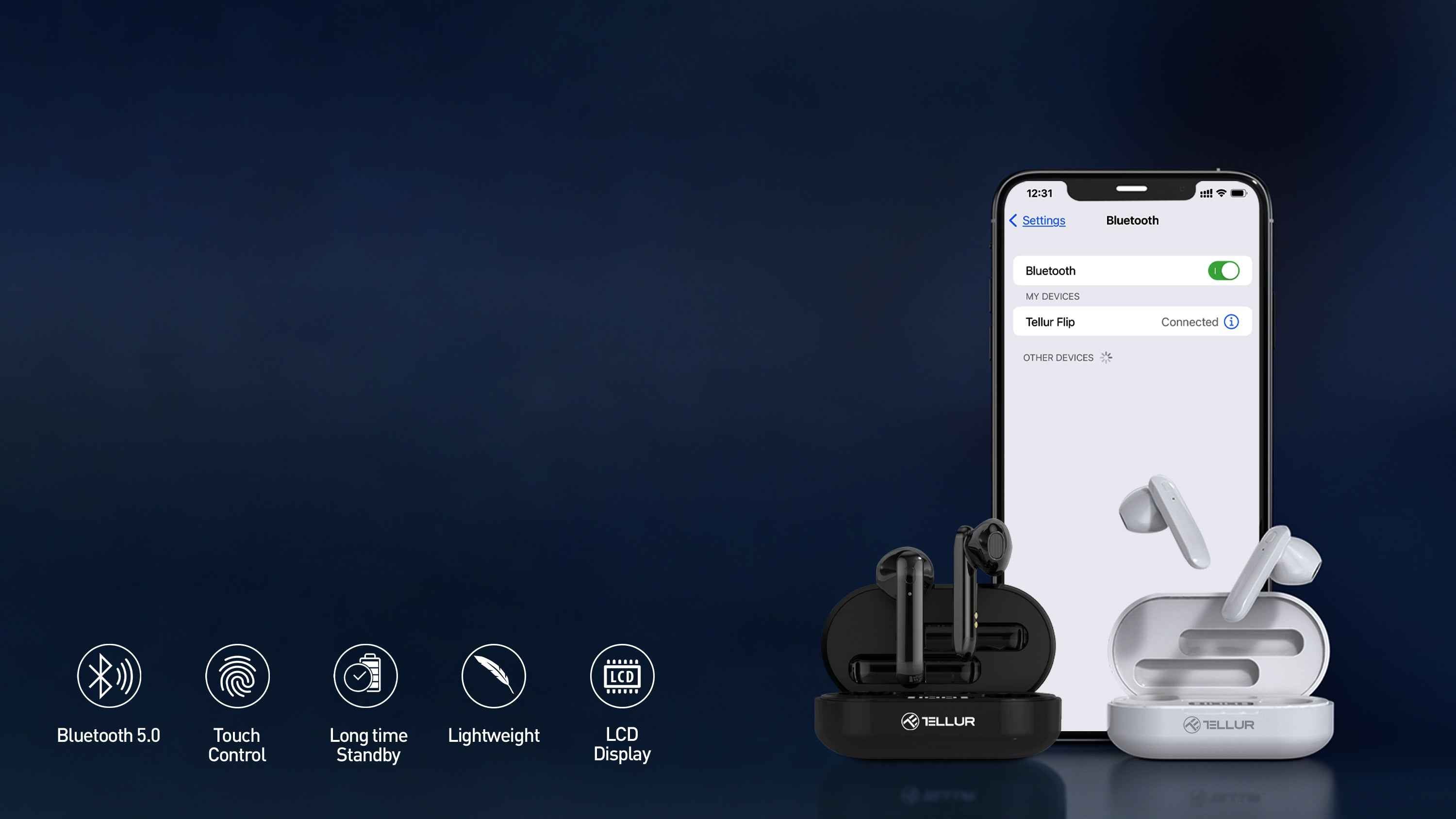 Écouteurs sans fil Tellur Flip True Blanc