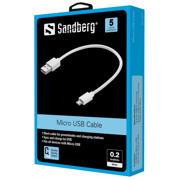 Câble de synchronisation/chargement microusb sandberg 441-18 02 m
