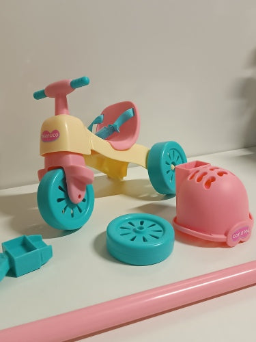 Ecost Customer Return Nenuco and Her Tricycle Baby Doll with Cute Dress, Pink Tricycle with Basket,