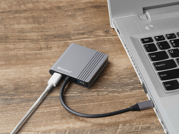 Station d'accueil usb-c sandberg 136-44 2xhdmi+usb+pd - clicktofournisseur.com