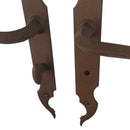 2 poignées de porte sur plaque CELTIQUE, Verrou de condamnation pour salle de bain/WC, Finition acier aspect fer forgé rouille, Entraxe standard 195 mm-8