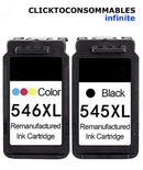 Pg 545xl / cl 546xl lot de 2 cartouches d'encre pour imprimantes compatibles : canon mg 2400 2440 2450 2455 2500 series 2550 2550s 2555 2555s 2900 series 2950 2950s 3050 series 3051 3052 3053 canon mx 495 canon pixma ip2850 mg240