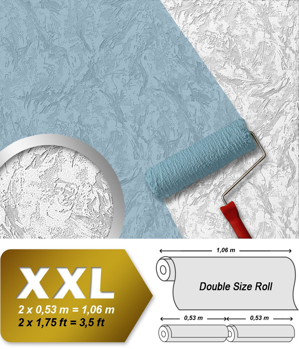 Non-woven wallpaper EDEM 80317BR60 white to paint with relief plaster look 1 roll 26.50 m 2
