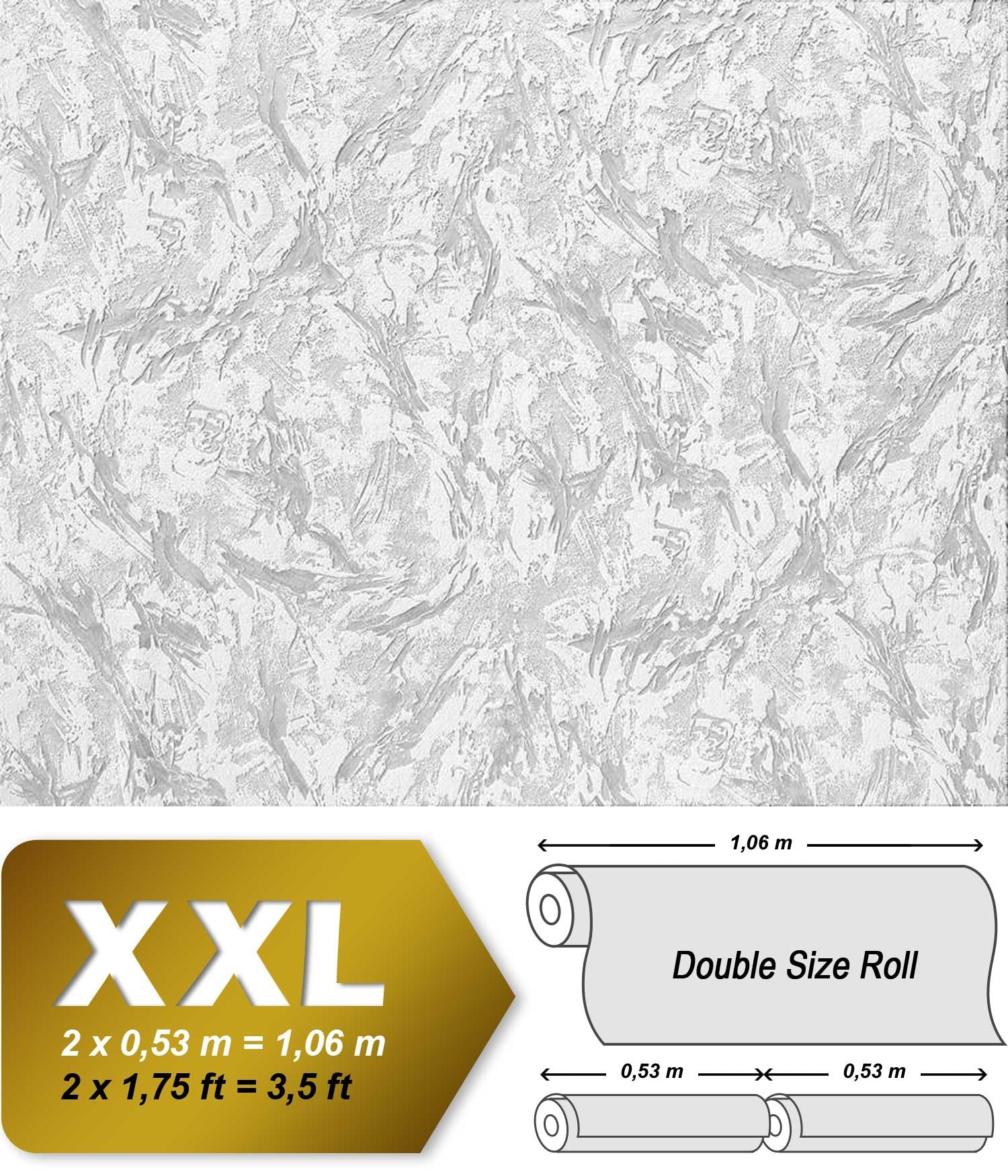 Non-woven wallpaper EDEM 80317BR60 white to paint with relief plaster look 1 roll 26.50 m 2 - 0