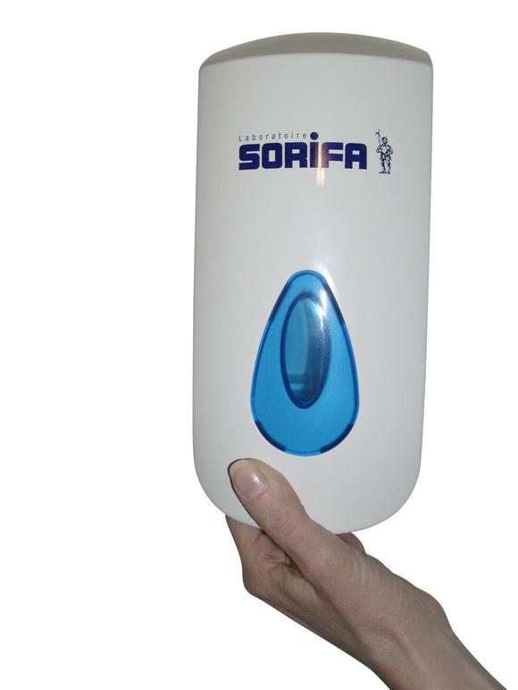 Sorifa - lot de 5 - distributeur mural métallique robuste ergonomique verrouillable pour flacon 1l de marque sorifa - pour gels et savons liquides.
