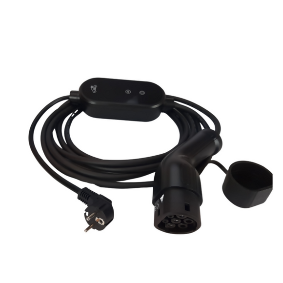 Câble de recharge portable voiture électrique type 2 vers prise domestique schuko monophasé 3 kw