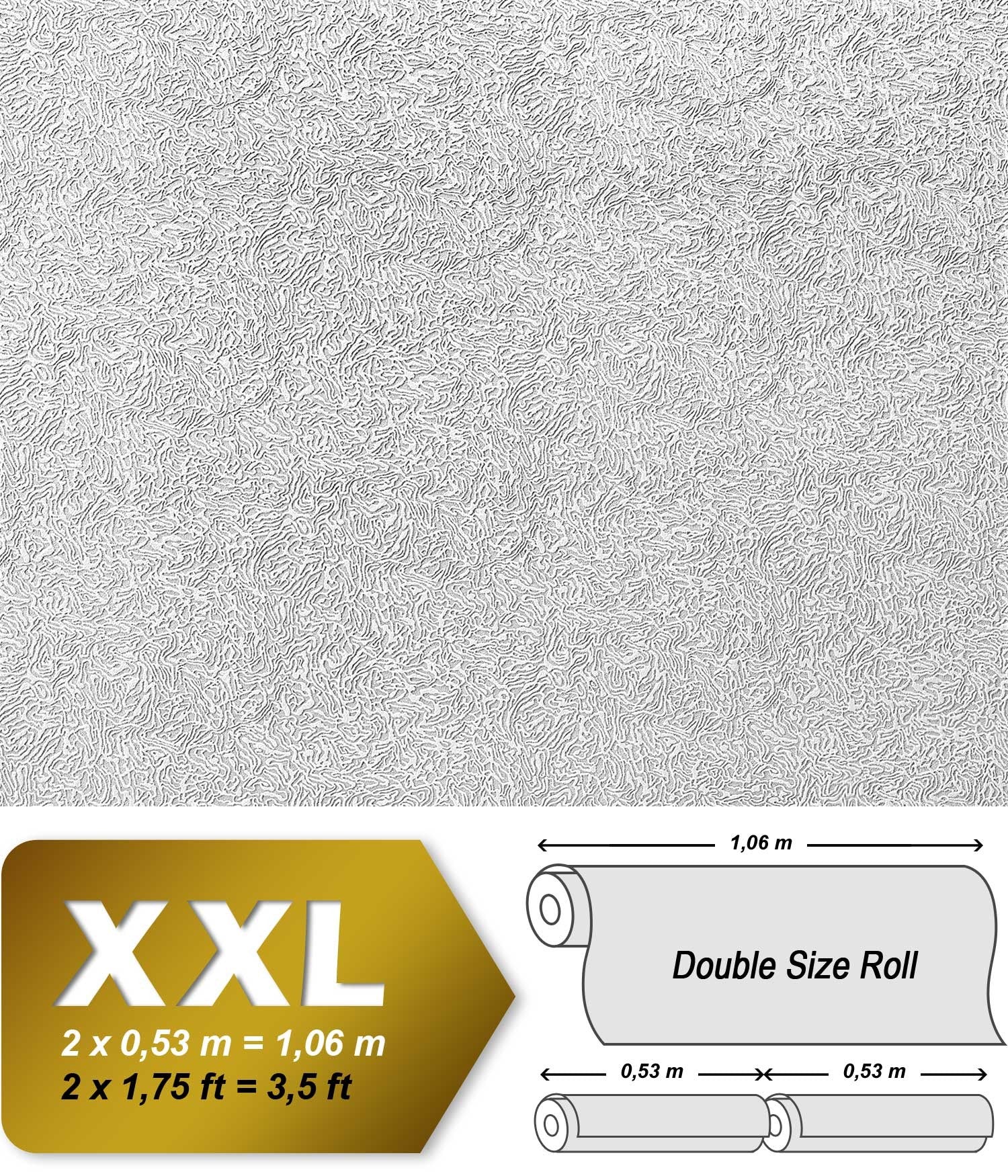 Non-woven wallpaper EDEM 80333BR60 white to paint decorative textured double width 106 cm - 0