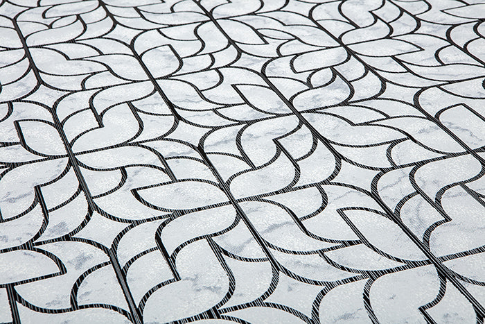 Graphic pattern wallpaper EDEM 85074BR30 lightly textured designer wallpaper glossy white light gray black silver 5.33 m2 - 0