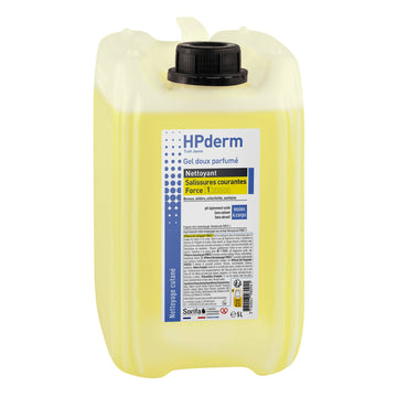 Sorifa - hpderm gel nettoyant doux parfumé – force 1 - mains et corps – salissures courantes - bureaux ateliers collectivités sanitaires – parfum citron -sans savon - bidon 5l. - Clicktofournisseur.com
