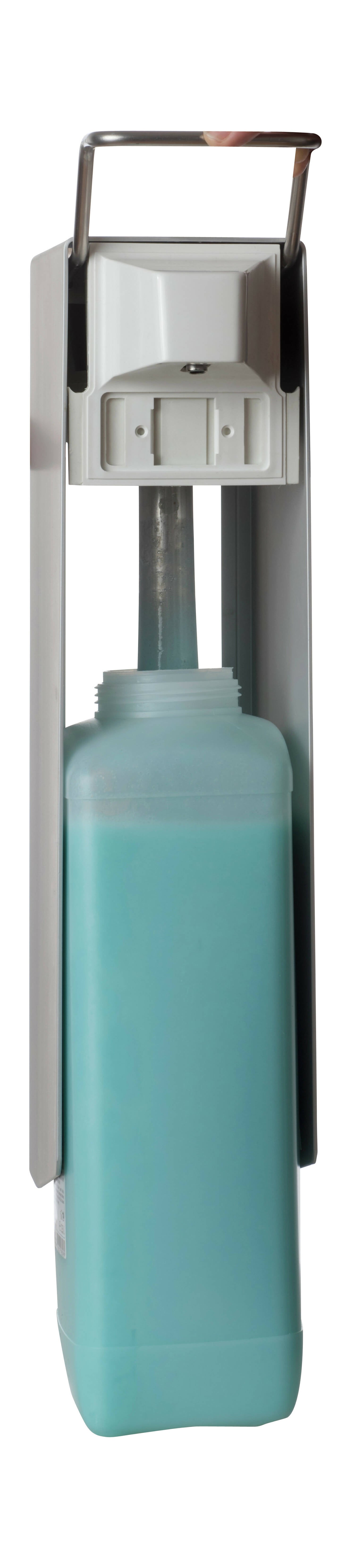 SORIFA – Robuster, ergonomischer, abschließbarer Wandspender aus Metall für 2,5L-Flasche der Marke SORIFA – Für Gele und Flüssigseifen.