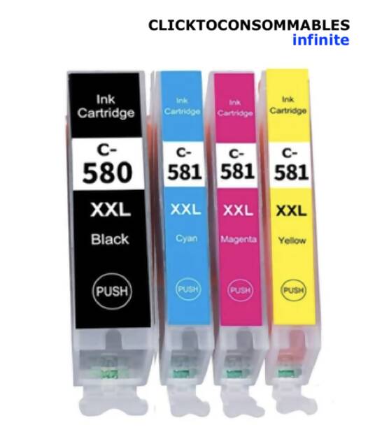 PGI-580XXL / CLI-581XXL Multipack of 4 Cartridges for Compatible Printers: Canon Pixma TS6150 TS6350 TS8350 TR8550 TS705 TR7550 TS6250 TS6351 TS8351 TS6151 TS9550 