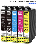 603xl multipack de 5 cartouches pour imprimantes compatibles : xp-2100 xp-2105 xp-2150 xp-2155 xp-3100 xp-3105 xp-3150 xp-4100 xp-4105 xp-4150 wf-2810 wf-2820 wf-2830 wf-2840 wf-2850