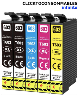 603xl multipack de 5 cartouches pour imprimantes compatibles : xp-2100 xp-2105 xp-2150 xp-2155 xp-3100 xp-3105 xp-3150 xp-4100 xp-4105 xp-4150 wf-2810 wf-2820 wf-2830 wf-2840 wf-2850