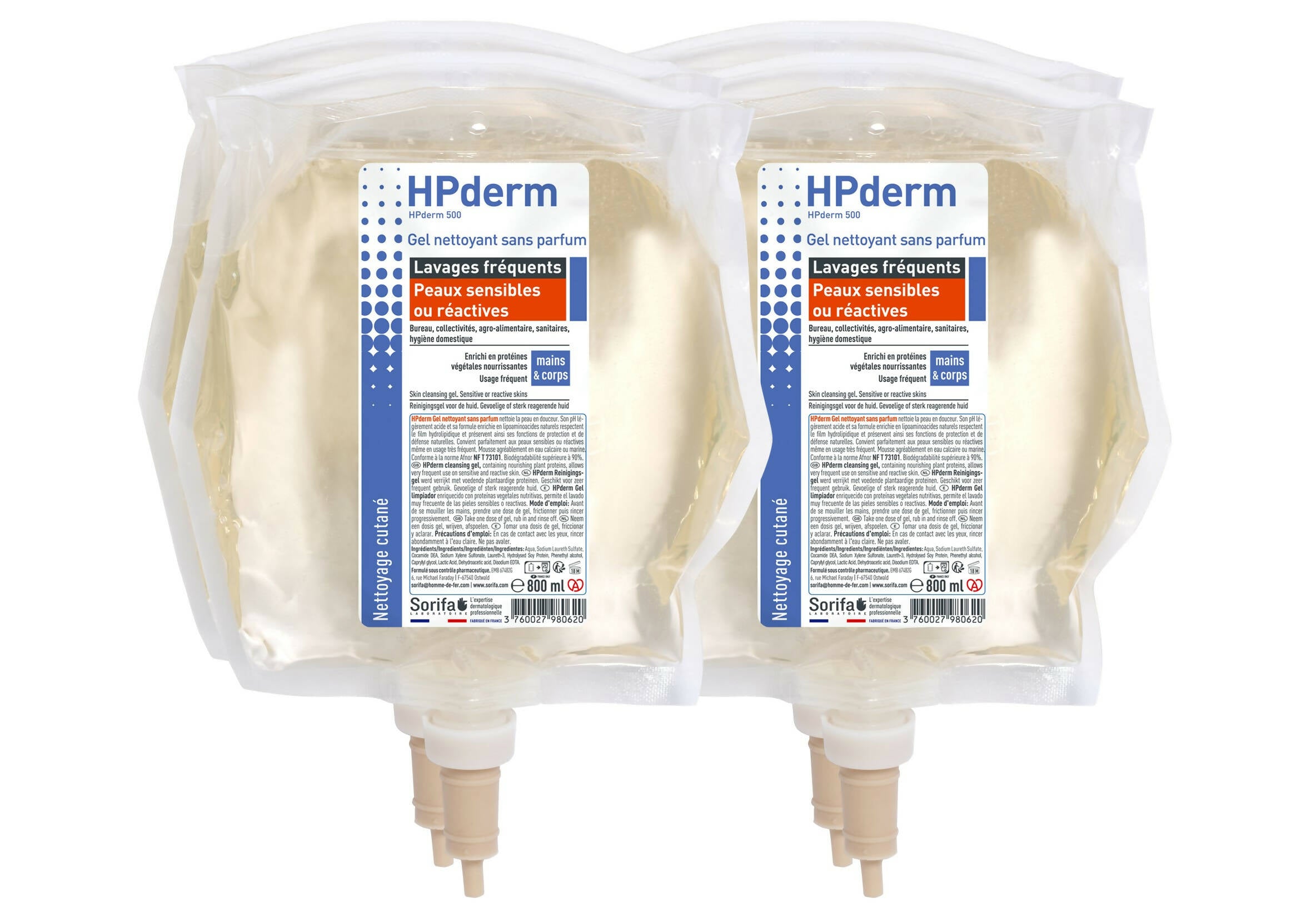 HCC000 - HPderm Peaux sensibles 800 ml x4