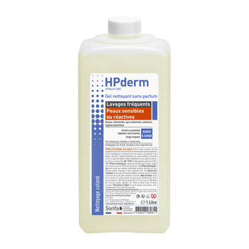 Sorifa - hpderm gel nettoyant sans parfum - lavages fréquents – peaux sensibles ou réactives - mains et corps - aux protéines de soja protectrices - ph neutre sans savon - flacon 1l - Clicktofournisseur.com