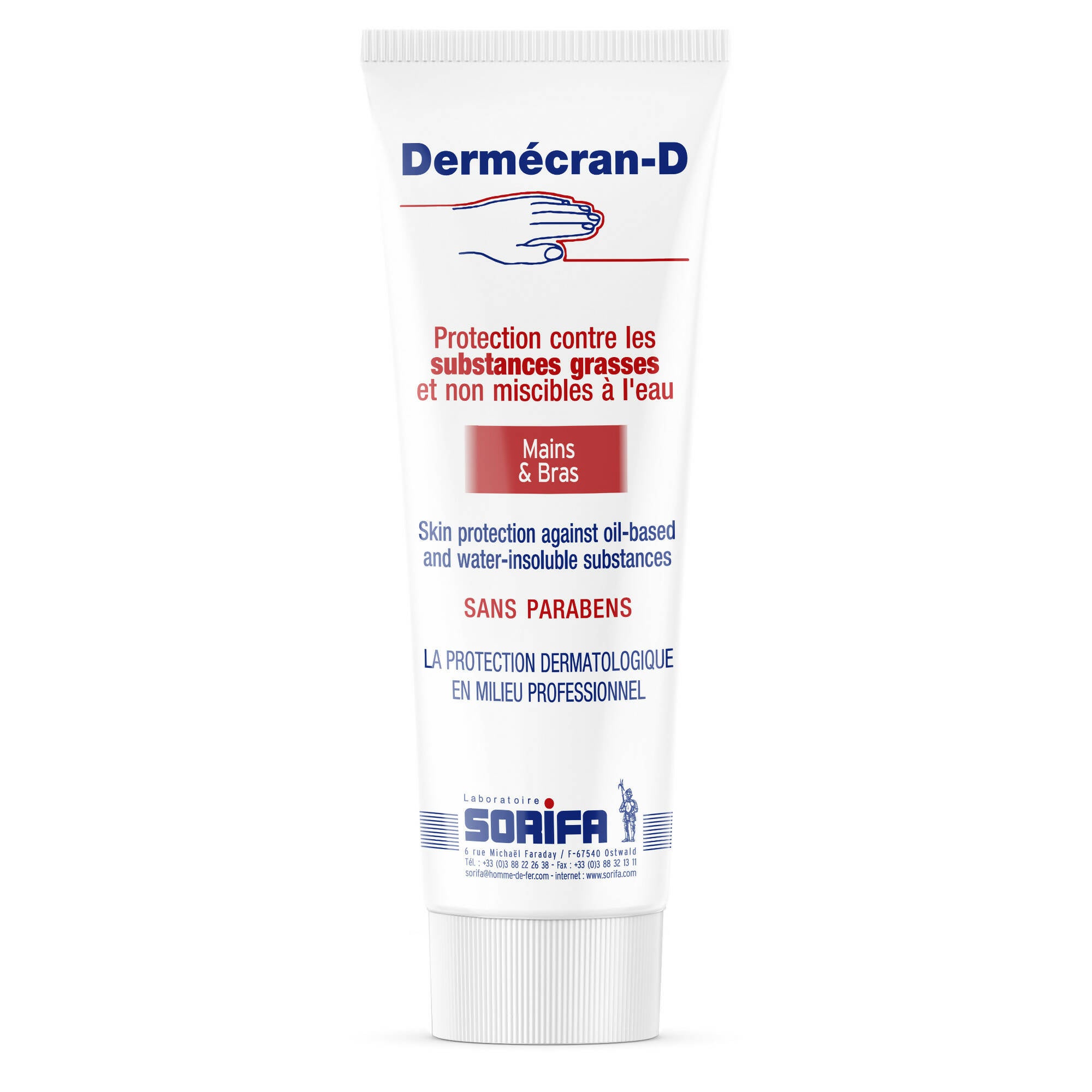 SORIFA - Set of 3 - Dermscreen - ANTI-GREASE protective paste - SLOOD - POWDER - PIGMENTS - Hands and arms - High tolerance - 125 ml tube. - 0