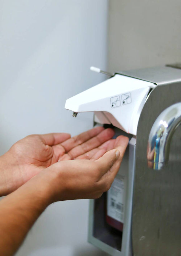 Sorifa - distributeur mural métallique sans contact - robuste ergonomique verrouillable pour flacon 1l de marque sorifa - pour gels et savons liquides.