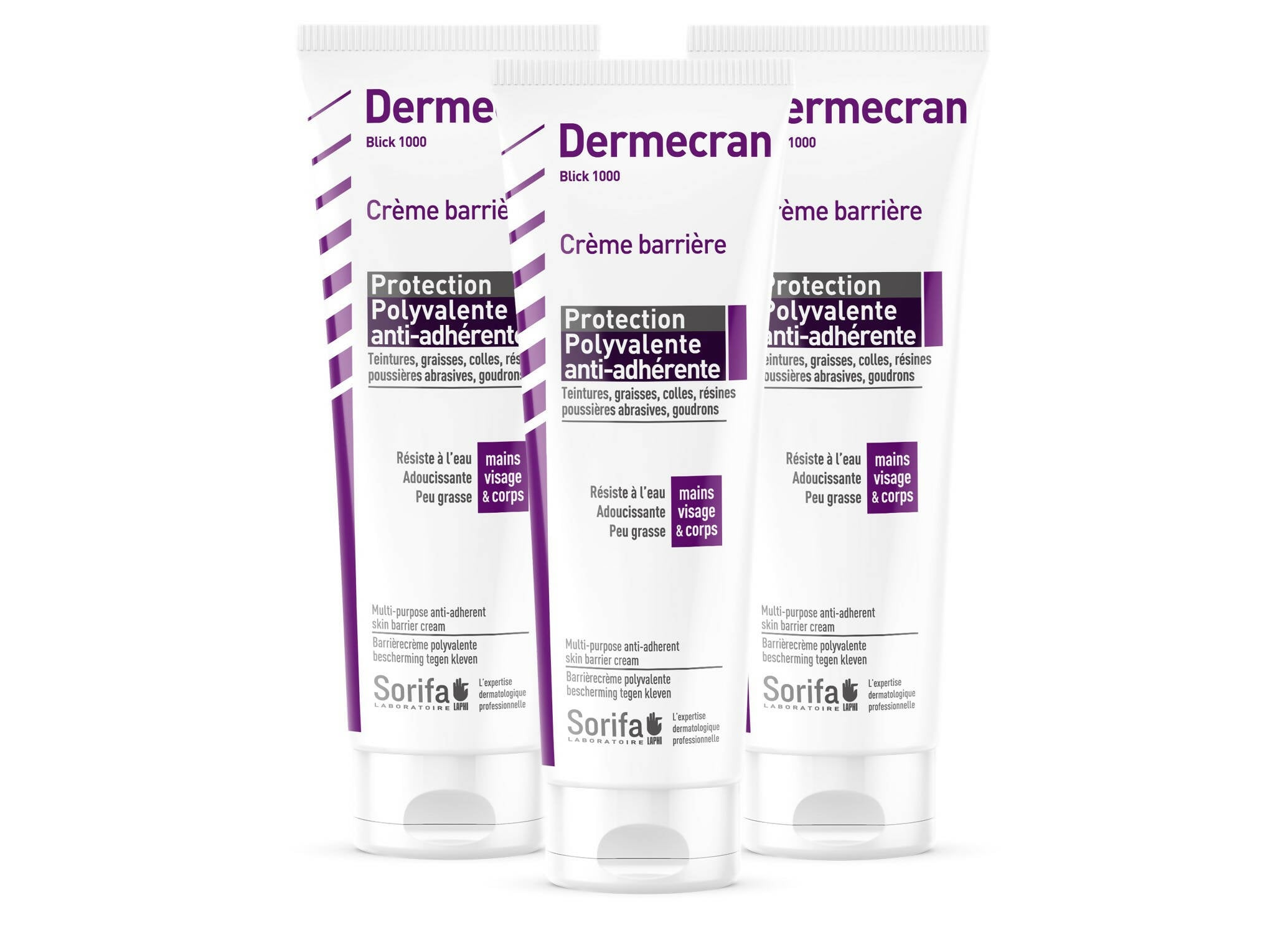 BMI120 - Dermécran POLYVALENTE ANTI-ADHERENTE 125 ml x3