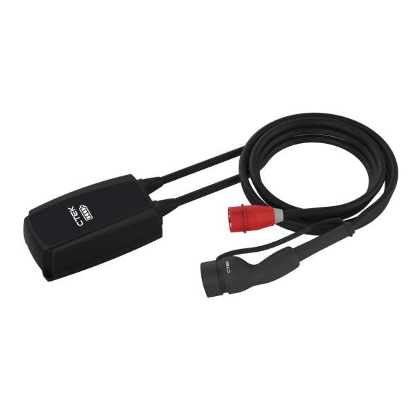 Njord GO Type 2 portable charger with red CEE plug - 16A three-phase