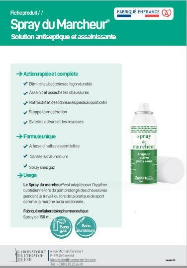 Sorifa - carton complet de 12 - spray du marcheur - hygiène du pied et de la chaussure – spray 150 ml sans gaz