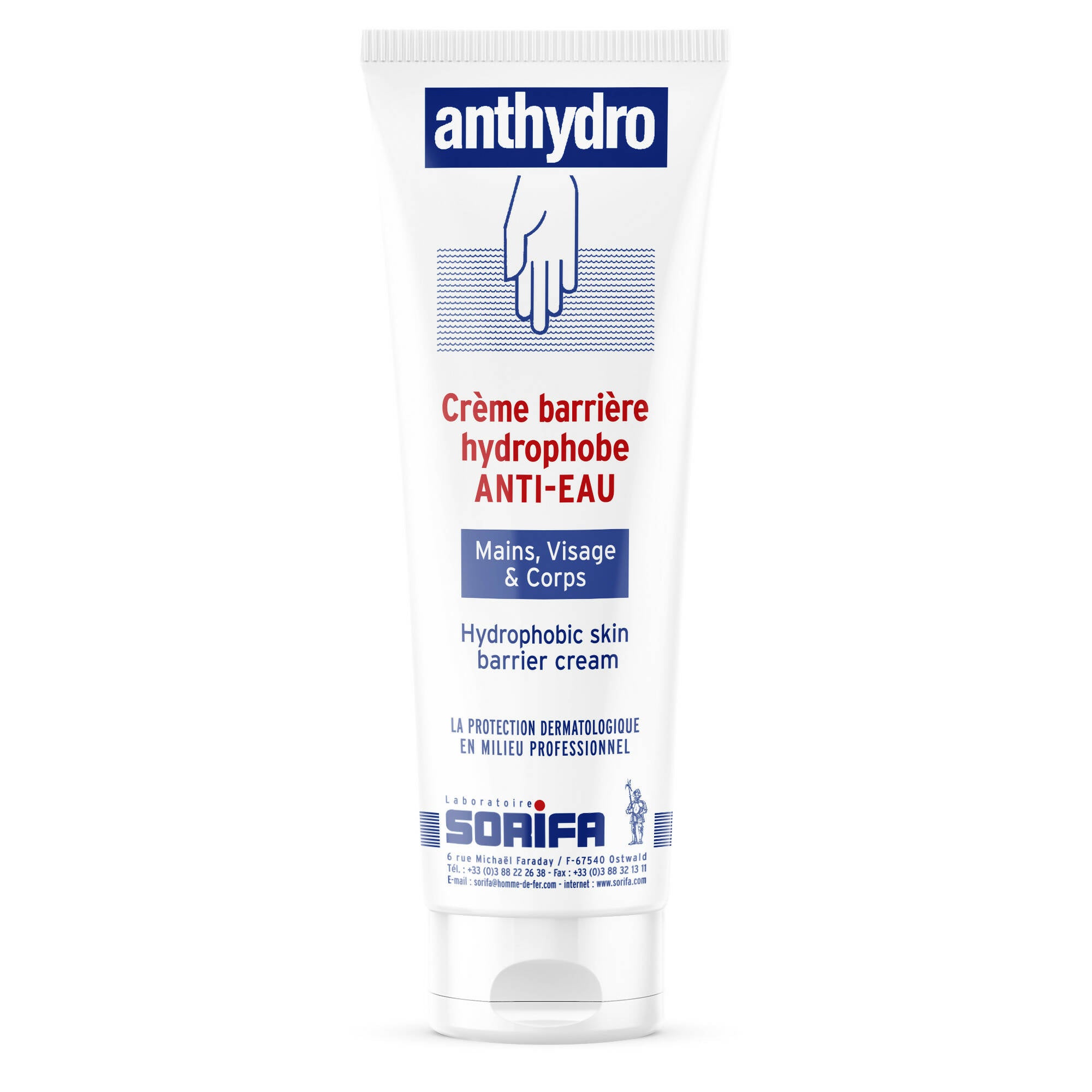 Sorifa - lot de 3 - anthydro - crème barrière - protection anti-eau – anti-frottement - mains visage et corps – haute tolérance - sans parfum -tube 125 ml - Clicktofournisseur.com