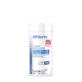 Sorifa – lot de 3 - hpderm lingettes désinfectantes - désinfection des mains surfaces objets et dispositifs de classe 1 - autorisé au contact alimentaire sans rinçage - boite de 100 lingettes